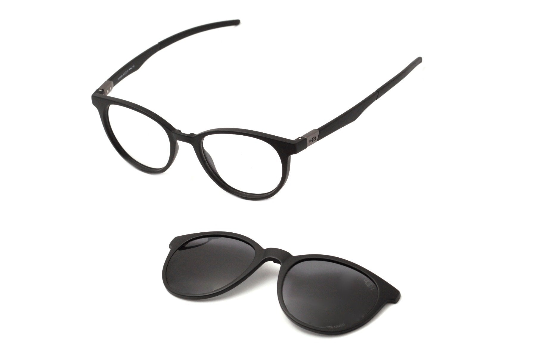 HB Duotech 0253 Clip On Matte Black / Gray Polarized - Lente 4,9 cm - Grau