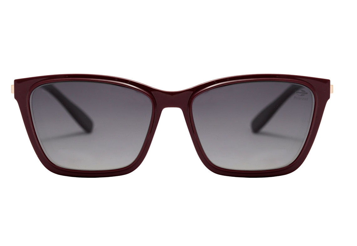 Mormaii Swap 3 Clip On Vinho Translúcido Brilho / Cinza Degradê Polarizado - Lente 5,7 cm - Grau