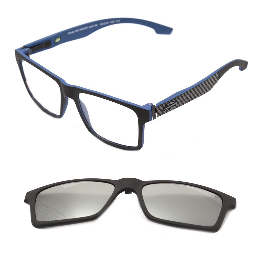 Mormaii Swap NG Clip On Preto e Azul Fosco / Prata Espelhado Polarizado - Lente 5,6 cm