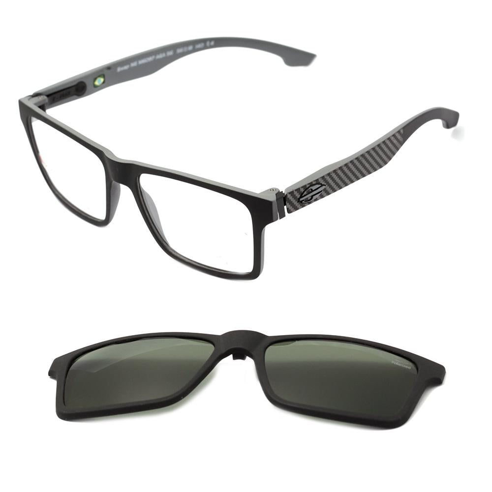Mormaii Swap NG Clip On Preto e Cinza Fosco / Verde G-15 Polarizado - Lente 5,6 cm