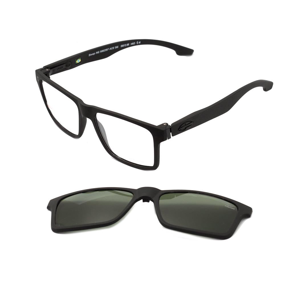 Mormaii Swap NG Clip On Preto Fosco / Verde G-15 Polarizado - Lente 5,6 cm