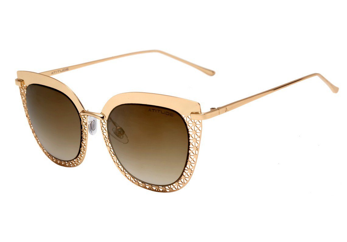 Óculos de Sol Atitude At 3188 04A Dourado Brilho/ Dourado Espelhado - 52 mm