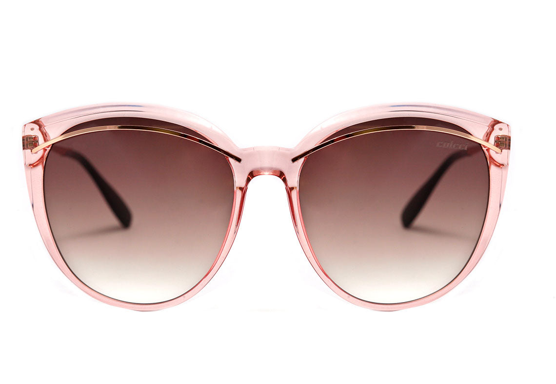 Colcci Amélia Rosa Translúcido e Dourado Brilho / Marrom Degradê Unico - Lente 5,6 cm
