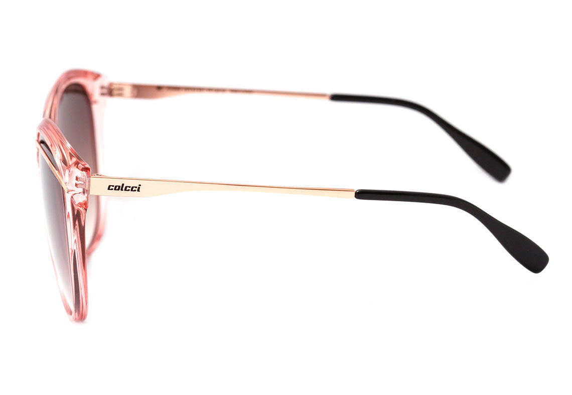 Colcci Amélia Rosa Translúcido e Dourado Brilho / Marrom Degradê Unico - Lente 5,6 cm