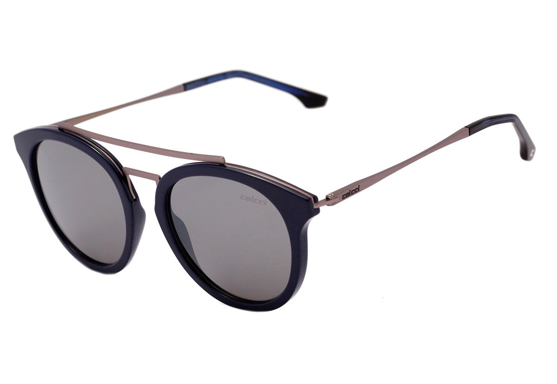 Óculos de Sol Colcci Eva Azul Brilho / Prata Espelhado Unico - Lente 5,0 cm