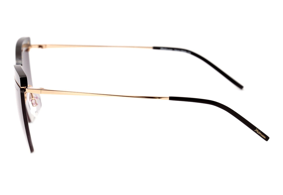 Hickmann HI 3109 A01 Preto e Dourado Brilho / Cinza Degradê - 56 mm