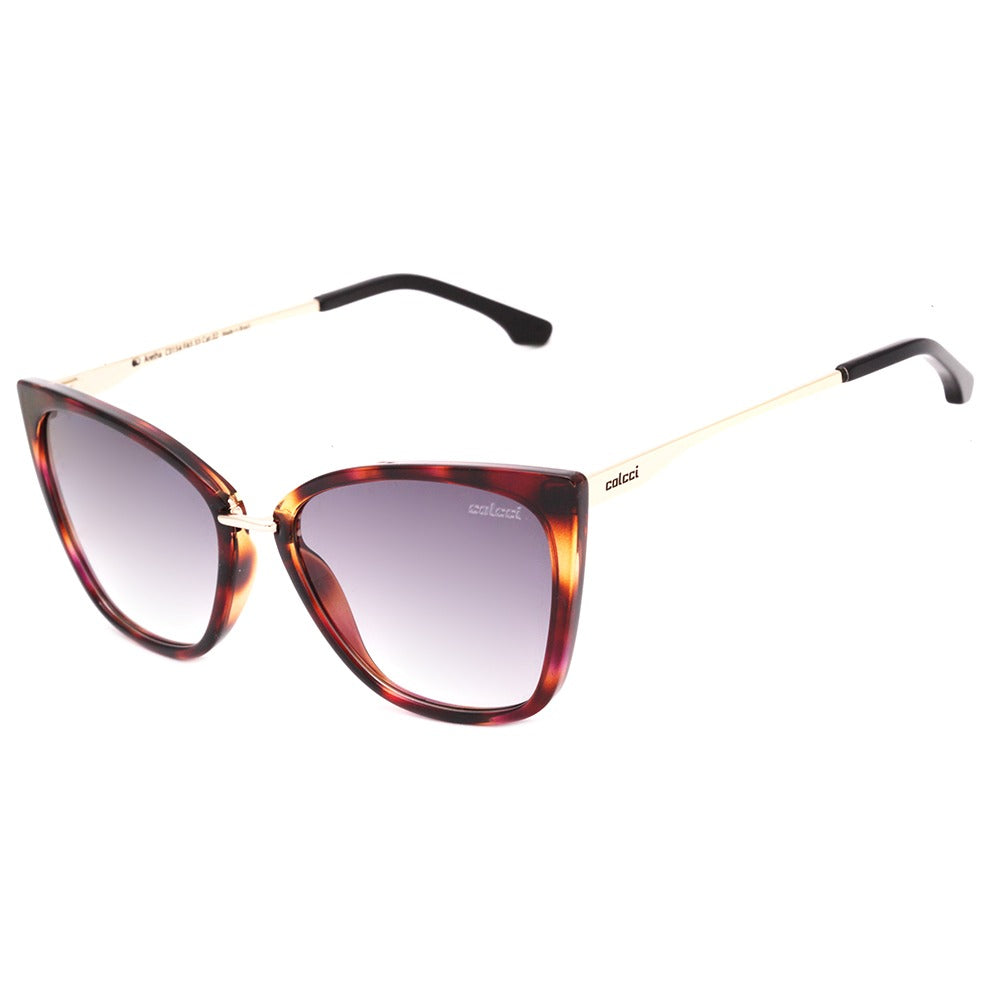 Colcci Aretha Marrom Mesclado e Dourado Brilho/ Preto Degradê - Lente 5,3 cm