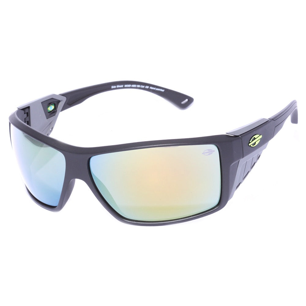 Mormaii Side Shield Preto Fosco/ Amarelo e Verde Espelhado - Lente 7,0 cm