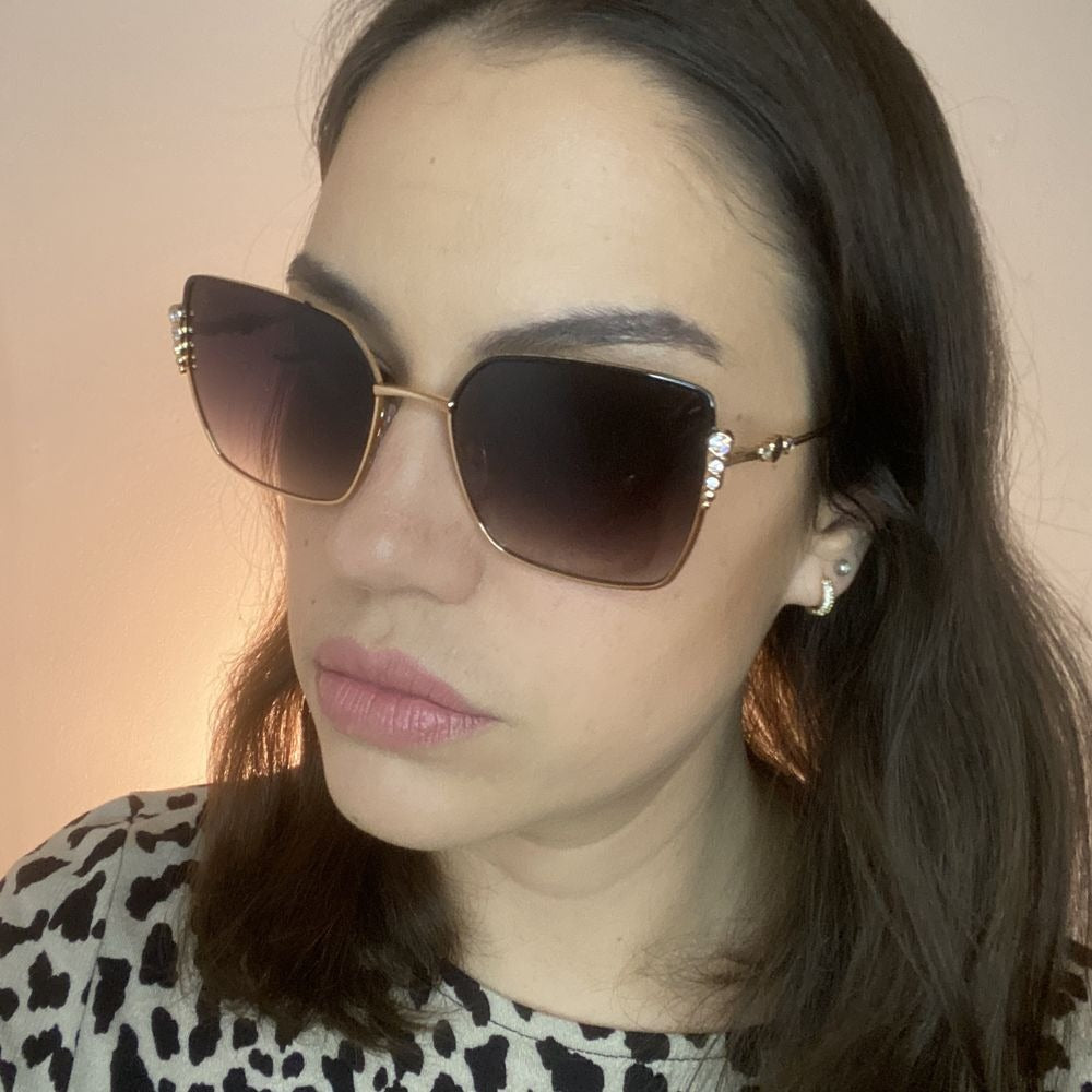 Anima Sou Elegante 09A Dourado e Preto  - Sol - 56 mm