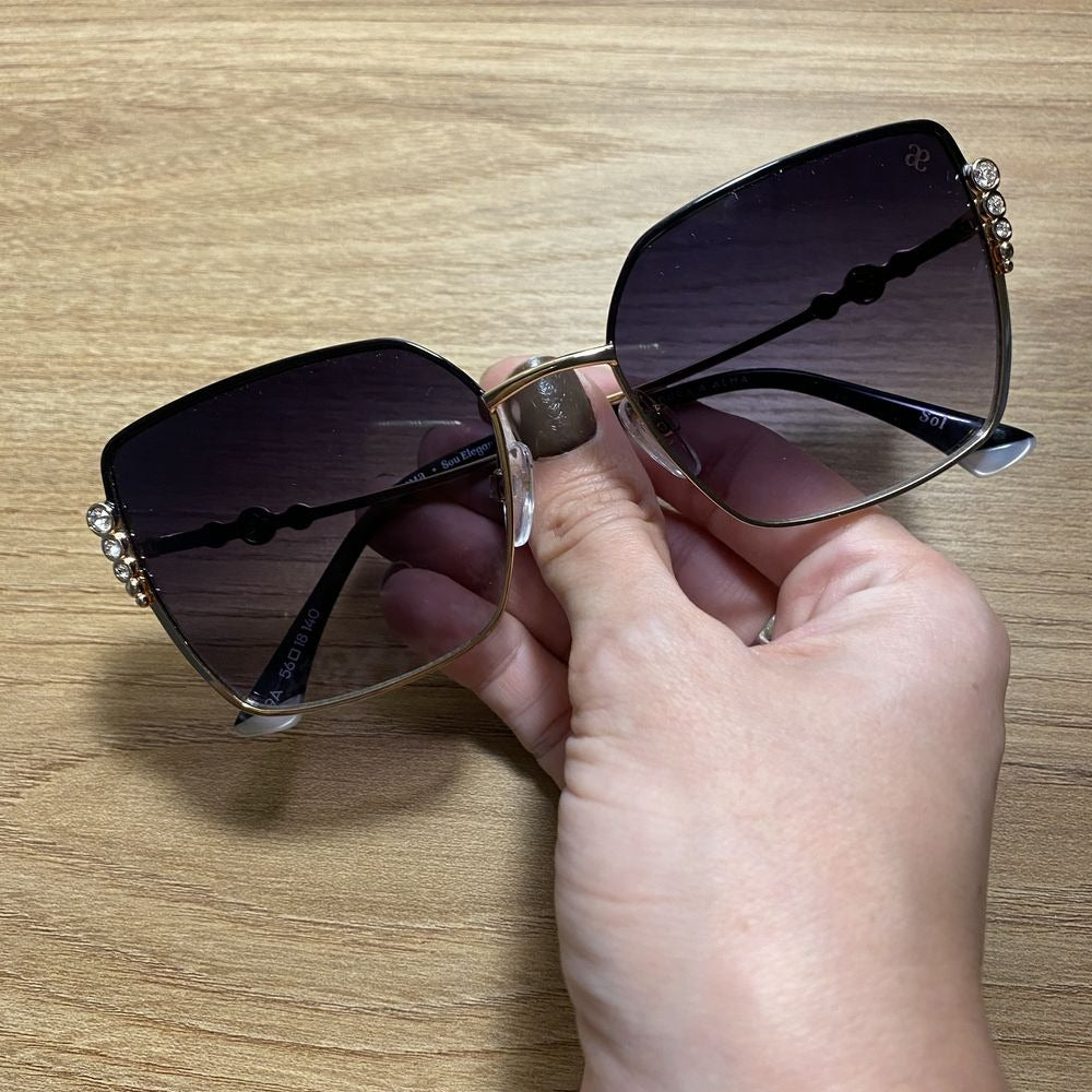 Anima Sou Elegante 09A Dourado e Preto  - Sol - 56 mm