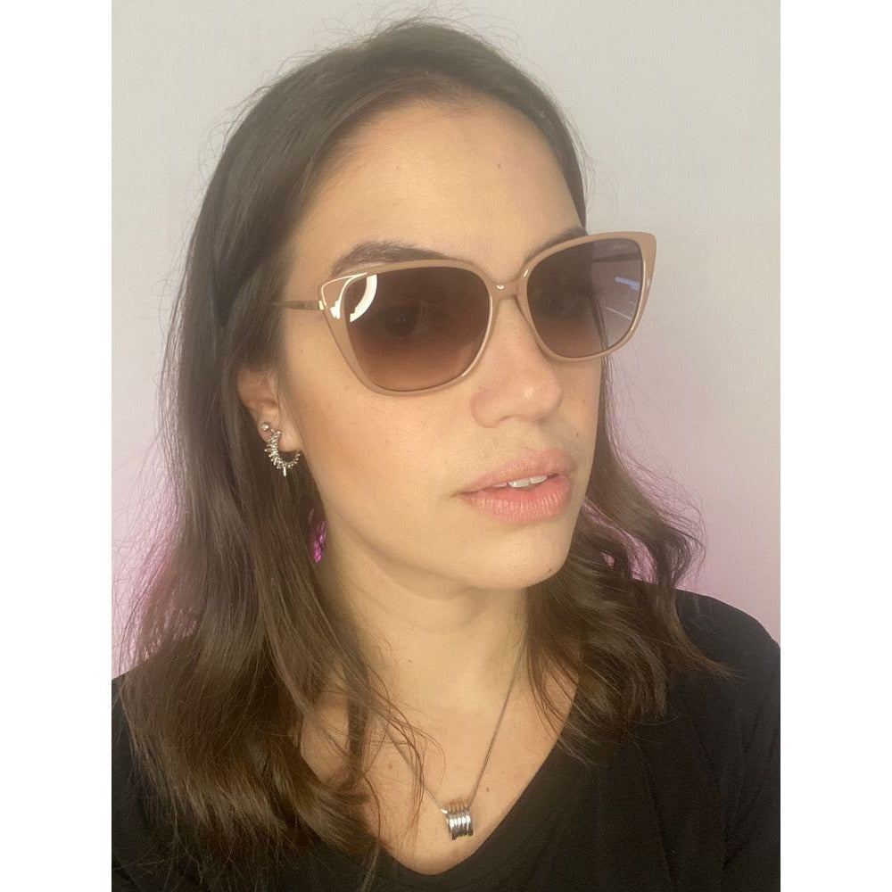 Colcci Camila Queiroz Judy Sun Nude e Dourado Brilho/ Marrom Degradê - Lente 5,4 cm - Sol