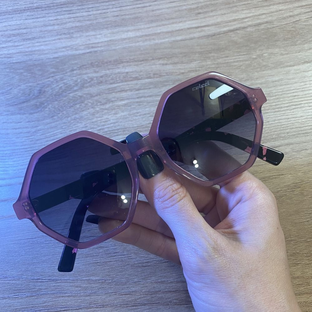 Colcci Otto Rosa Translúcido Brilho/ Preto Degradê - Lente 5,2 cm  - Sol