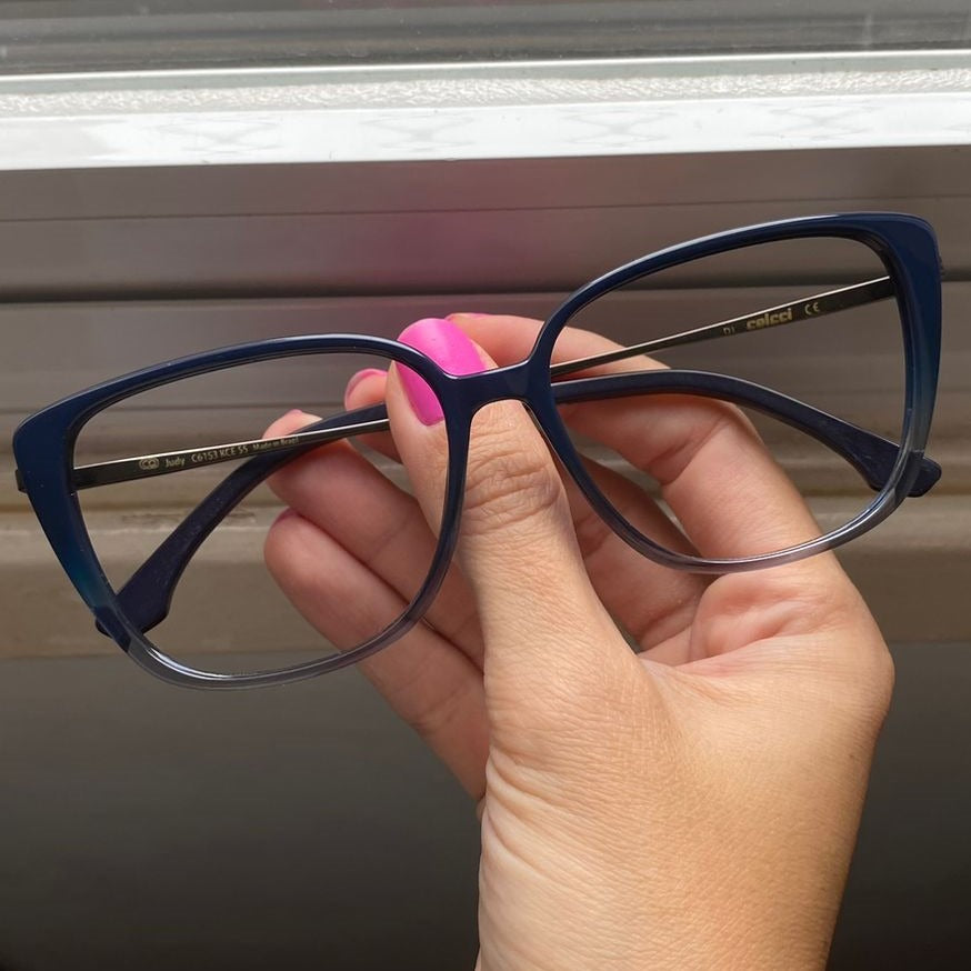 Colcci Camila Queiroz Judy Azul Degradê Translúcido Brilho - Lente 5,5 cm - Grau