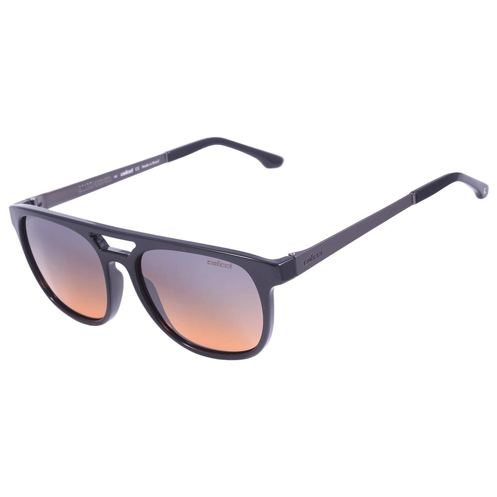 Colcci Apolo Preto Brilho e Cinza Fosco/ Laranja Degradê - Lente 5,6 cm - Sol