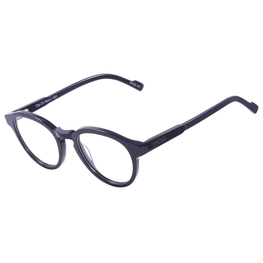 Evoke Clip-on Retrô A01 Black Shine/ Black - 51 mm