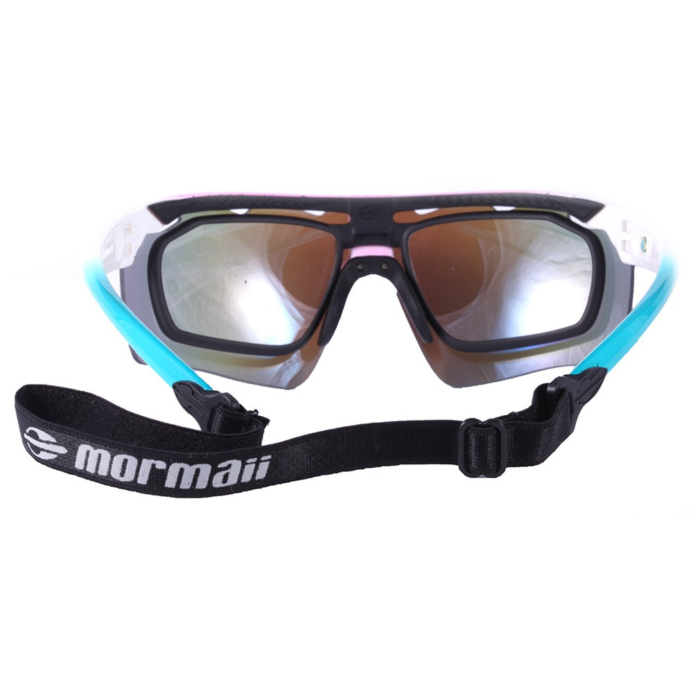 Óculos para Beach Tenis Mormaii Clip On Smash 2 Rosa e Branco Brilho/ Azul Espelhado/ Marrom Espelhado - Lente 15,0 cm