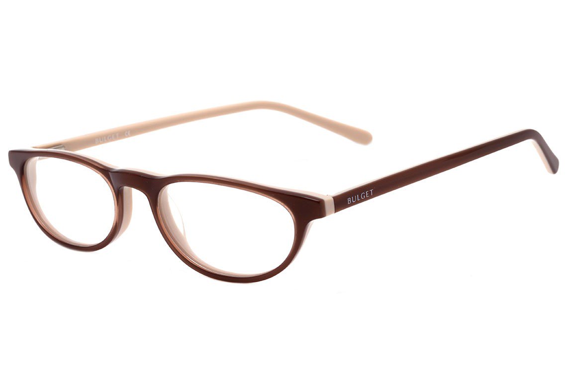 Óculos de Leitura Bulget BG 7001 C01 Marrom e Creme Brilho - Lente 4,9 cm - Grau