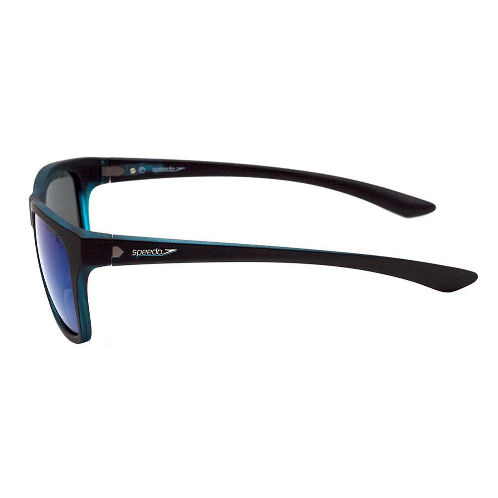 Óculos de Sol Speedo Longboard H01 Preto e Azul Translúcido Fosco / Azul Espelhado Polarizado - Lente 5,5 cm