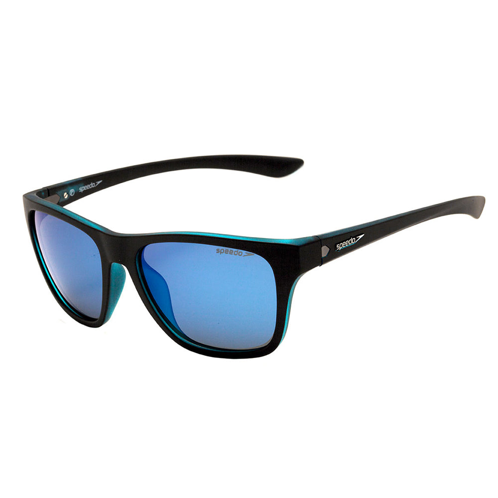 Óculos de Sol Speedo Longboard H01 Preto e Azul Translúcido Fosco / Azul Espelhado Polarizado - Lente 5,5 cm