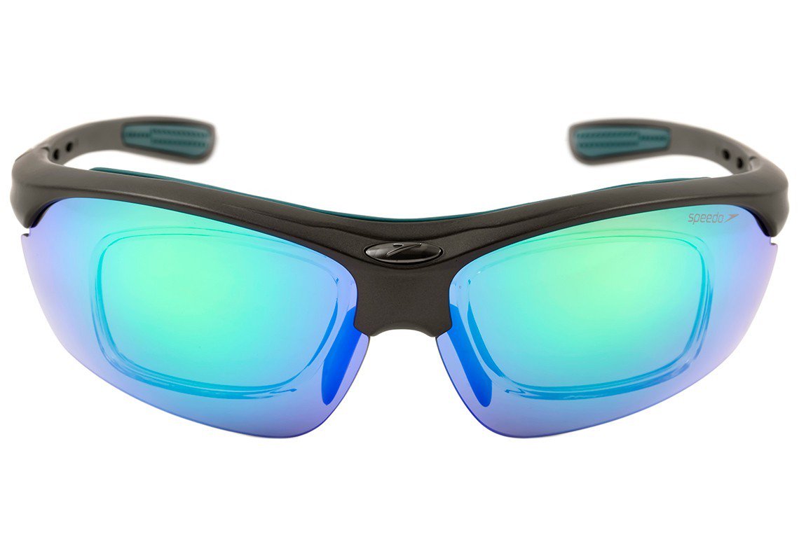 Óculos de Sol Speedo Pro Ii Clip-On A02 Cinza E Verde Fosco/ Verde Espelhado