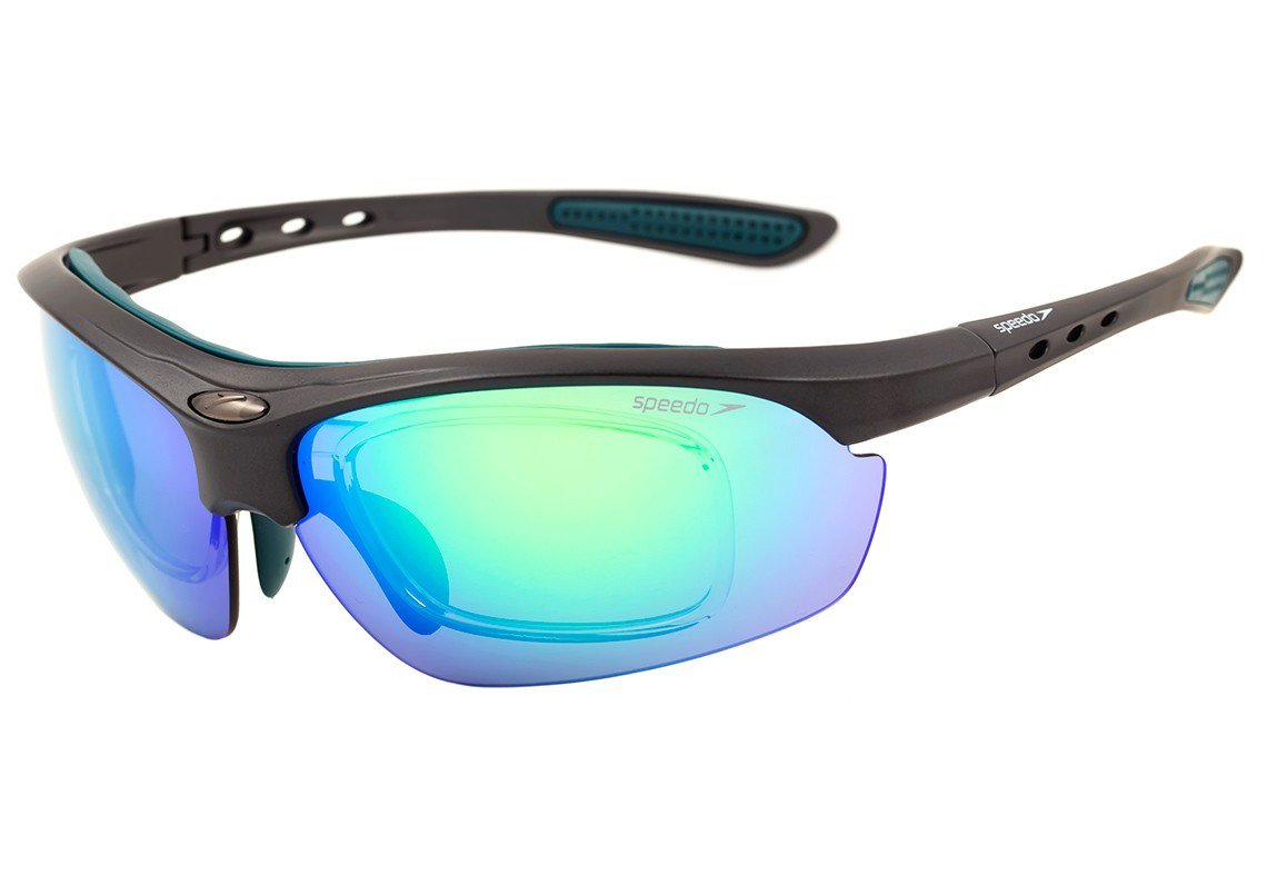 Óculos de Sol Speedo Pro Ii Clip-On A02 Cinza E Verde Fosco/ Verde Espelhado