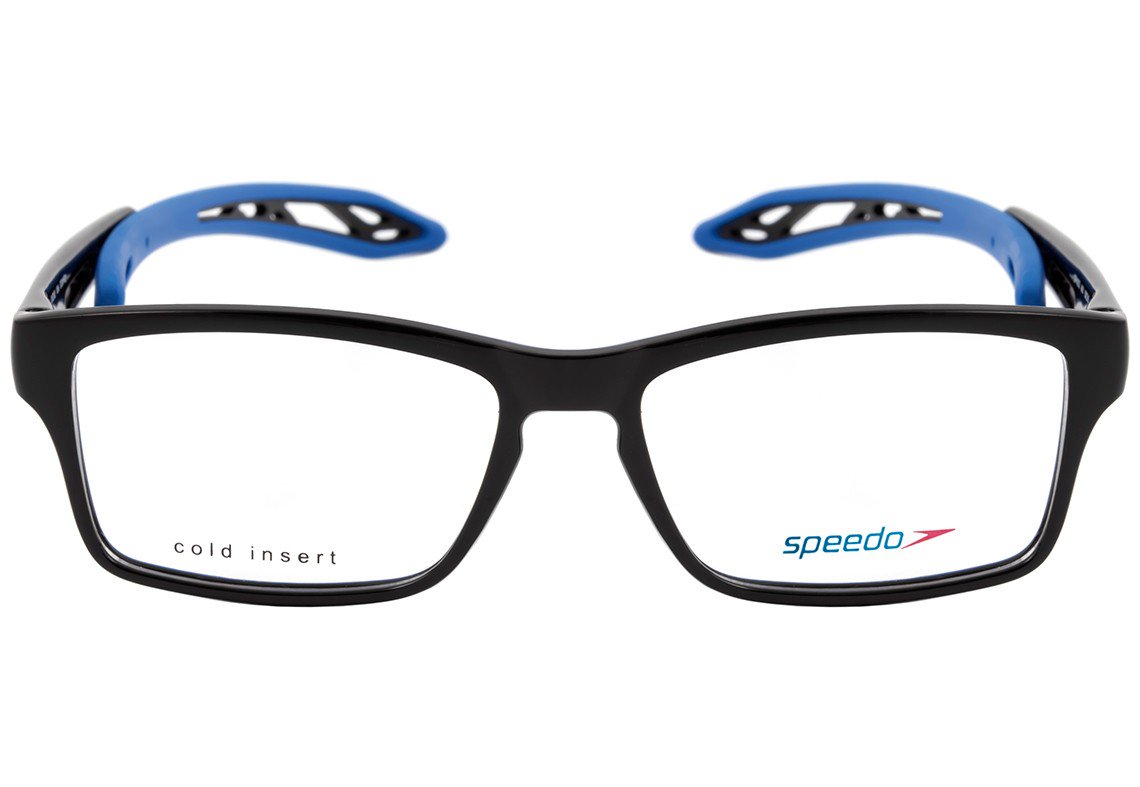 Óculos de Grau Speedo Sp 4032 Infantil A01 Preto Brilho E Azul Fosco - 50 mm