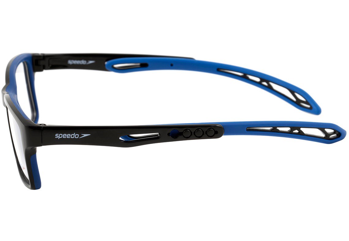 Óculos de Grau Speedo Sp 4032 Infantil A01 Preto Brilho E Azul Fosco - 50 mm