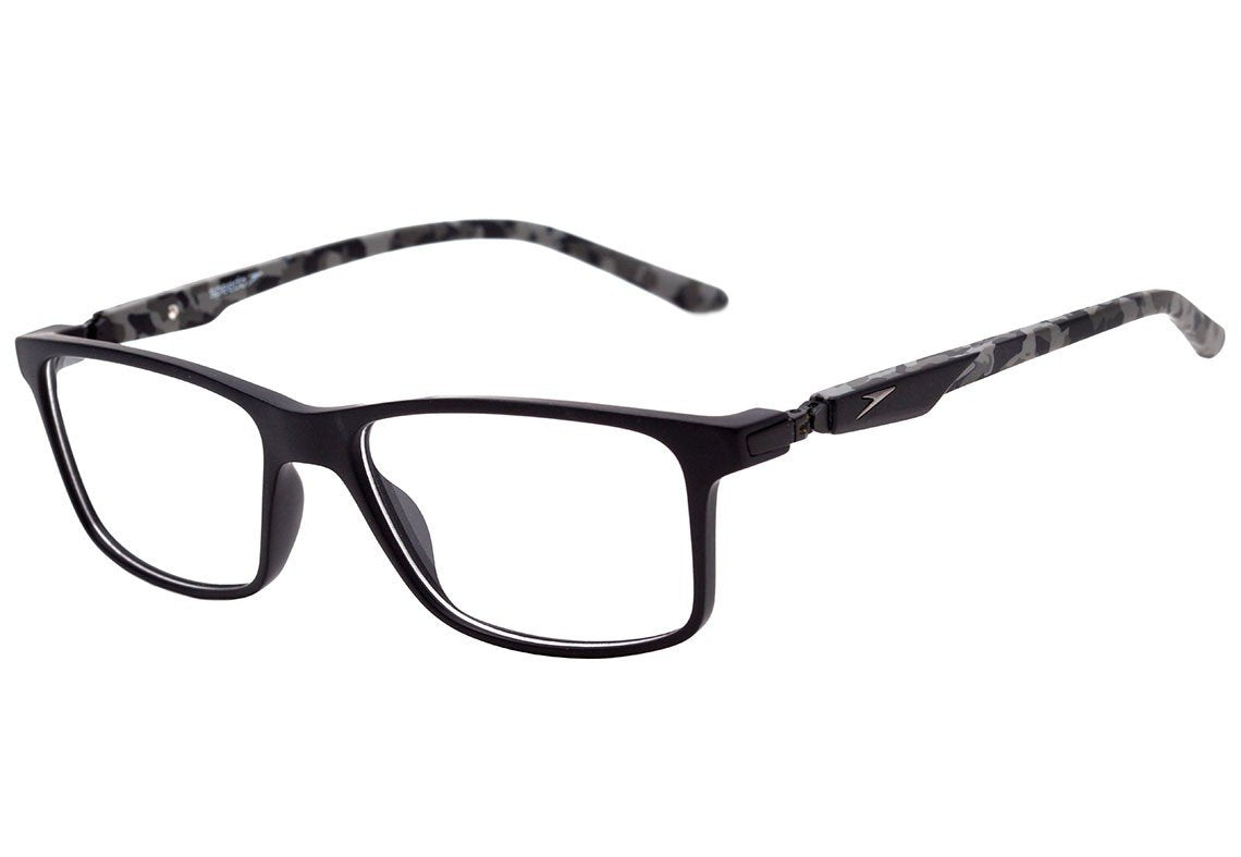 Óculos de Grau Speedo Sp 4055 A01 Preto E Estampado Fosco - 54 mm