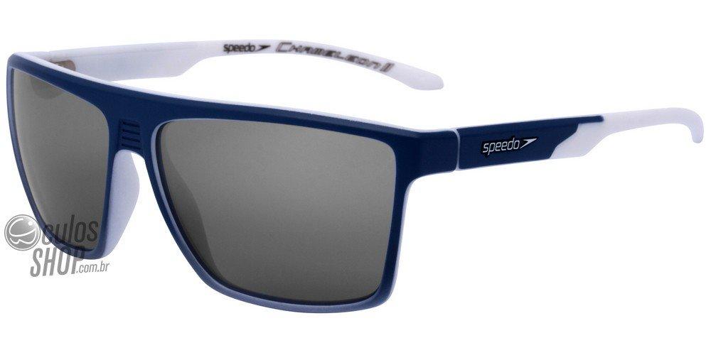 Óculos de Sol Speedo Sp 5009 E06 Azul E Branco Fosco/ Preto Espelhado Polarizado - 61 mm