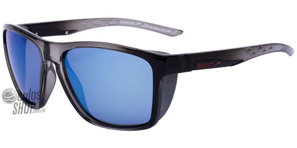 Óculos de Sol Speedo Sp 5014 B02 Preto Translúcido/ Azul Espelhado Polarizado - 60 mm