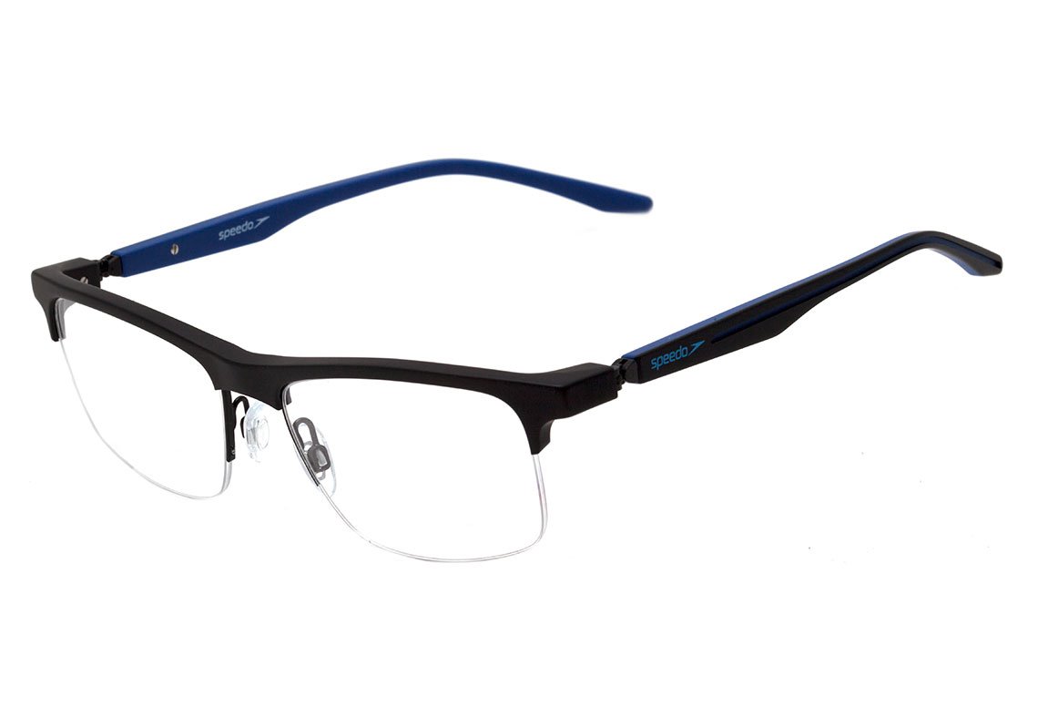 Óculos de Grau Speedo Sp 6084 A02 Preto E Azul Fosco 56 mm