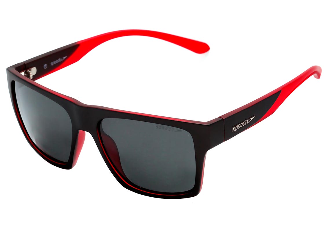 Óculos de Sol Speedo Undercut H04 Cinza E Vermelho Translúcido Fosco/ Cinza Polarizado 56 mm