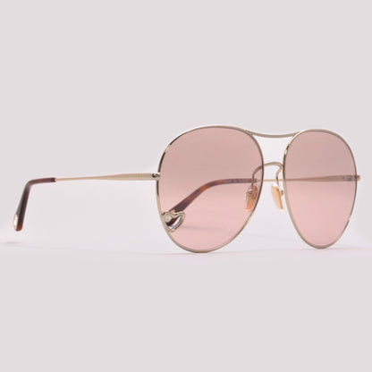 Chloé CH0028S 004 Dourado Brilho Marrom Espelhado - Sol - 63 mm