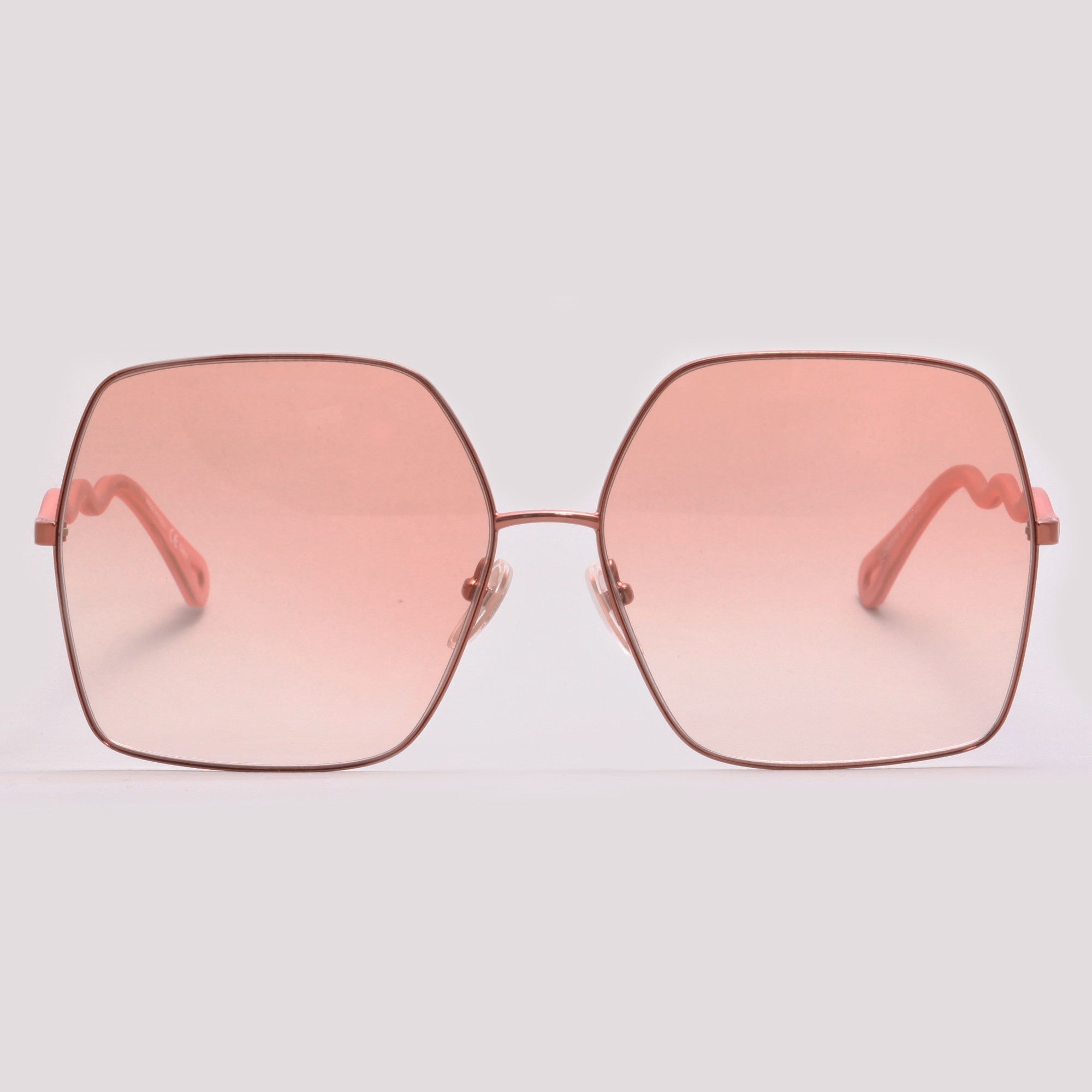 Chloé CH0054S 001 Marrom Brilho e Rosa Fosco Rosa Degradê - Sol - 64 mm