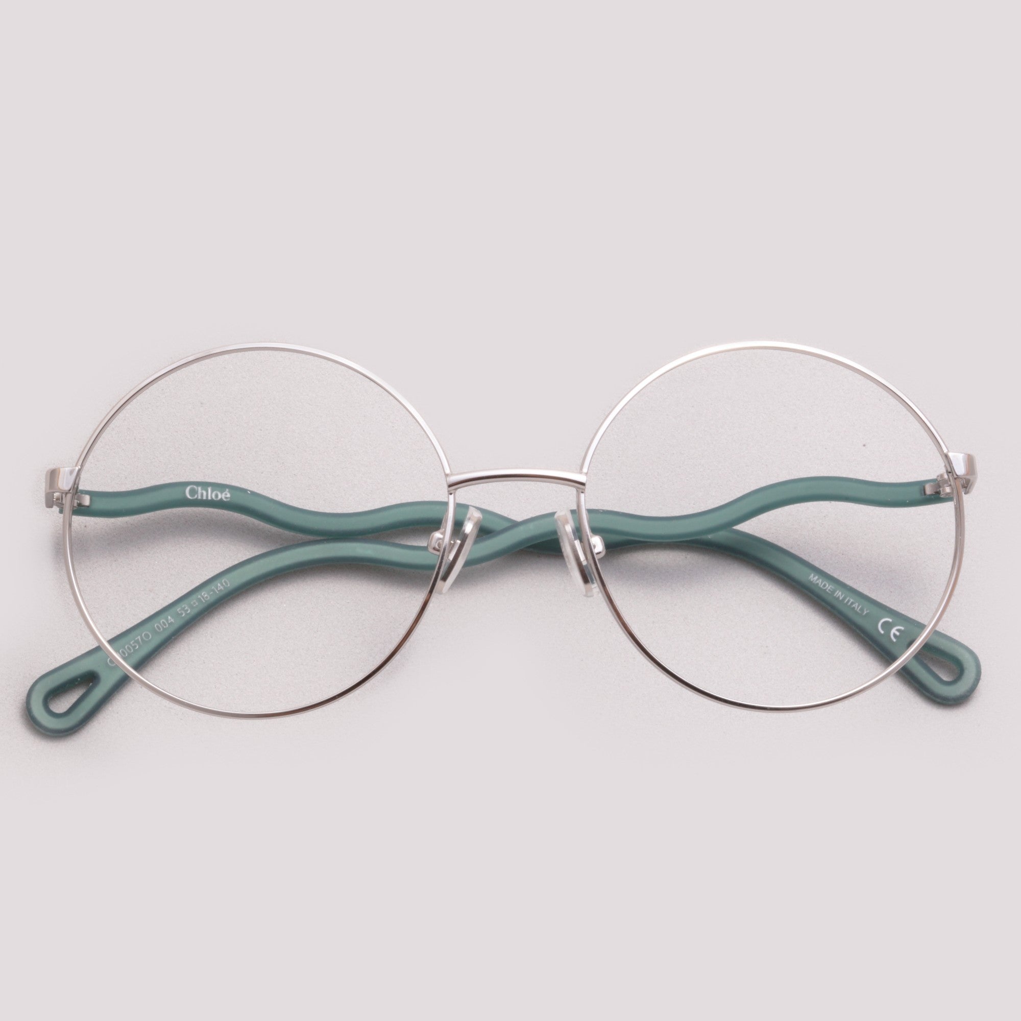 Chloé CH0057O 004 Prata Brilho e Verde - Grau - 53 mm