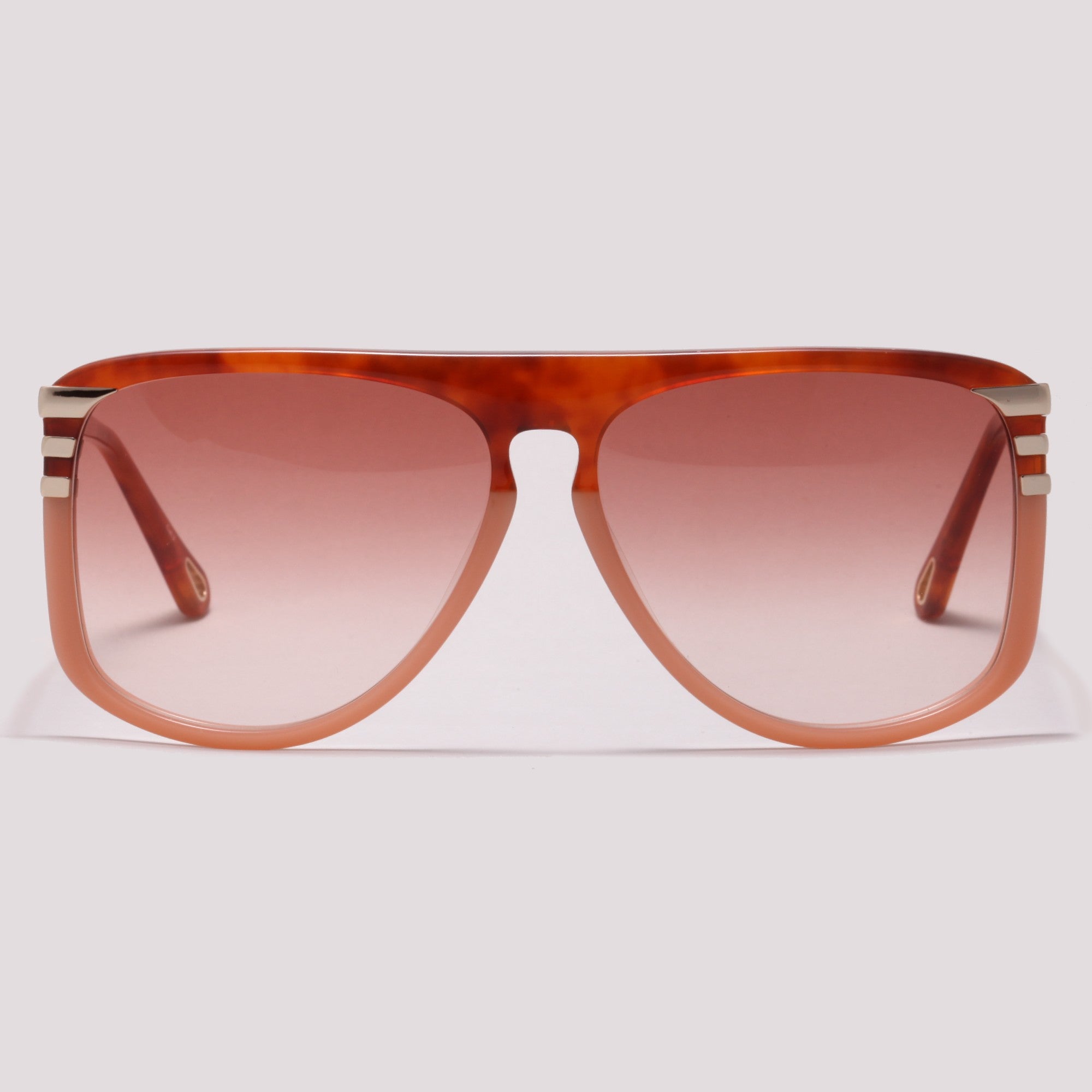 Chloé CH0104S 002 Marrom Mesclado e Nude Laranja Degradê - Sol - 62 mm