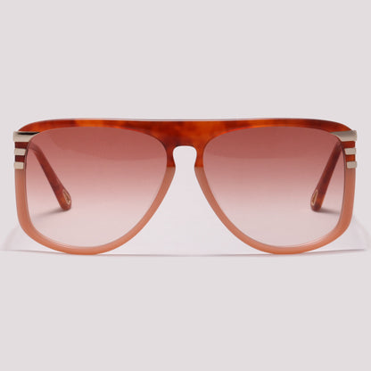 Chloé CH0104S 002 Marrom Mesclado e Nude Laranja Degradê - Sol - 62 mm