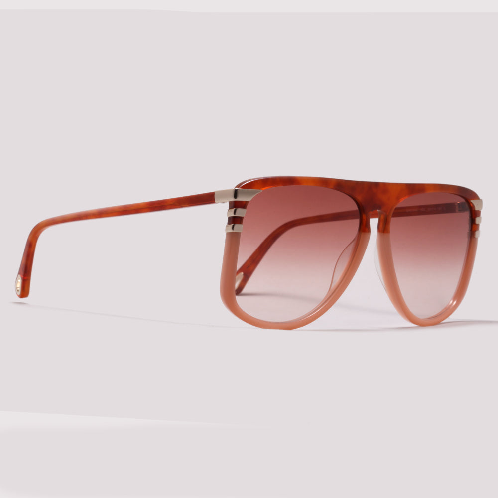 Chloé CH0104S 002 Marrom Mesclado e Nude Laranja Degradê - Sol - 62 mm