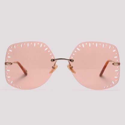 Chloé CH0111S 002 Dourado Brilho Rosa Total - Sol - 63 mm