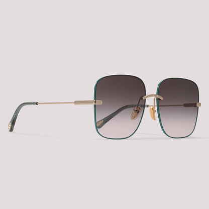 Chloé CH0134S 001 Dourado e Verde Brilho Preto Degradê - Sol - 61 mm