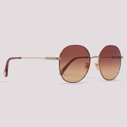 Chloé CH0140SA 003 Dourado e Rosa Brilho Marrom Degradê - Sol - 57 mm