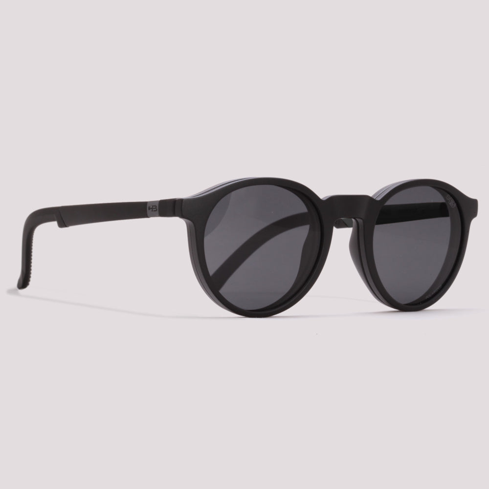 HB Switch 0526 Clip on Preto Fosco Preto Polarizado - Grau 48 mm