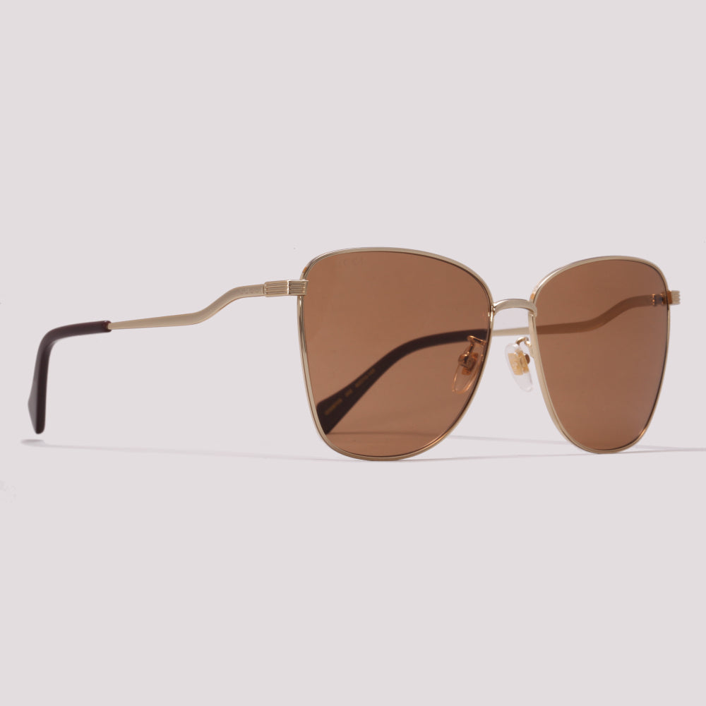 Gucci GG0970S 002 Dourado Marrom Total - Sol - 60 mm