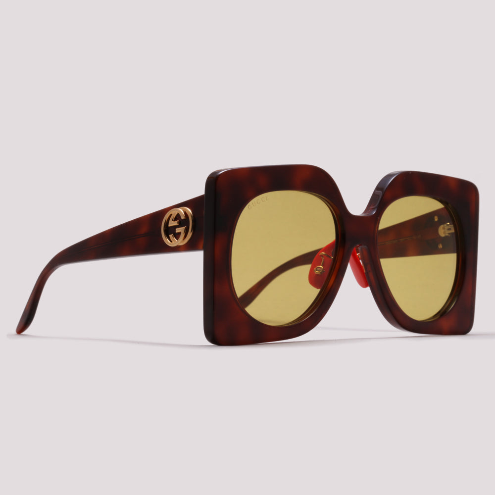 Gucci GG0784S 001 Marrom Mesclado Amarelo Total  - Sol - 62 mm