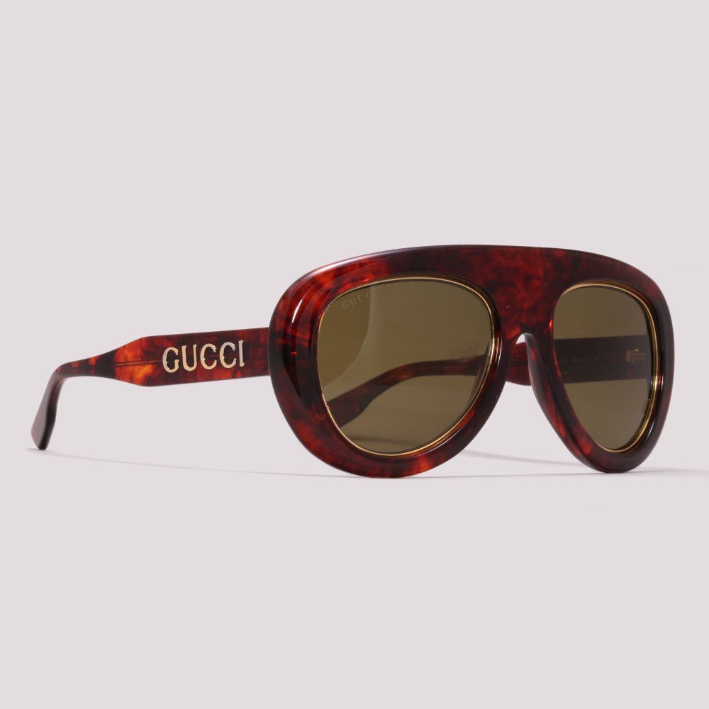 Gucci GG1152S 003 Marrom Mesclado Verde Total - Sol - 54 mm