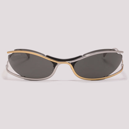 Gucci GG1487S 001 Prata e Dourado Preto Total - Sol - 68 mm