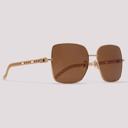 Gucci GG0724S 002 Dourado Marrom Total - Sol - 61 mm