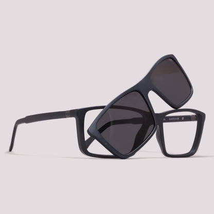 HB Switch 0379 Clip on Azul Fosco Azul Espelhado Polarizado - Grau - 55 mm