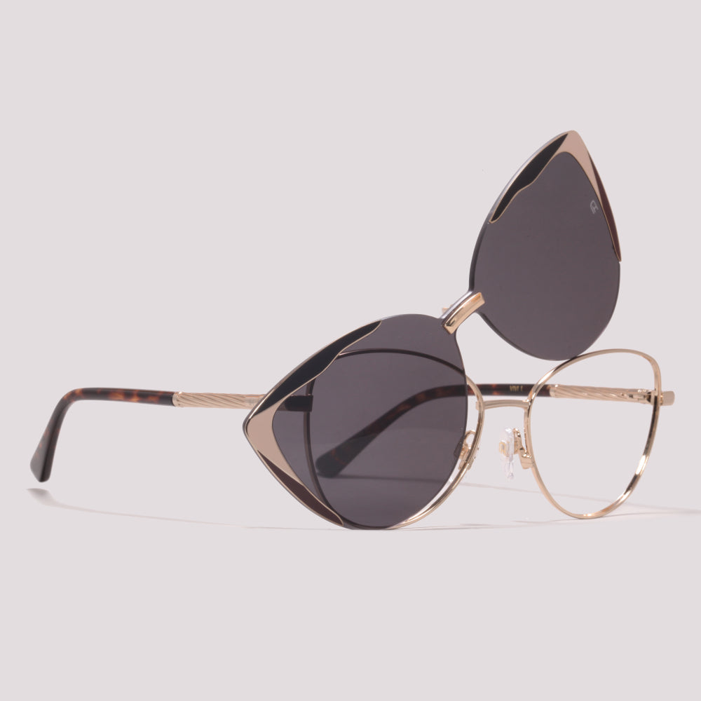 Ana Hickmann Vivi 1 Clip on 04A Dourado Brilho Preto - Grau - 53 mm