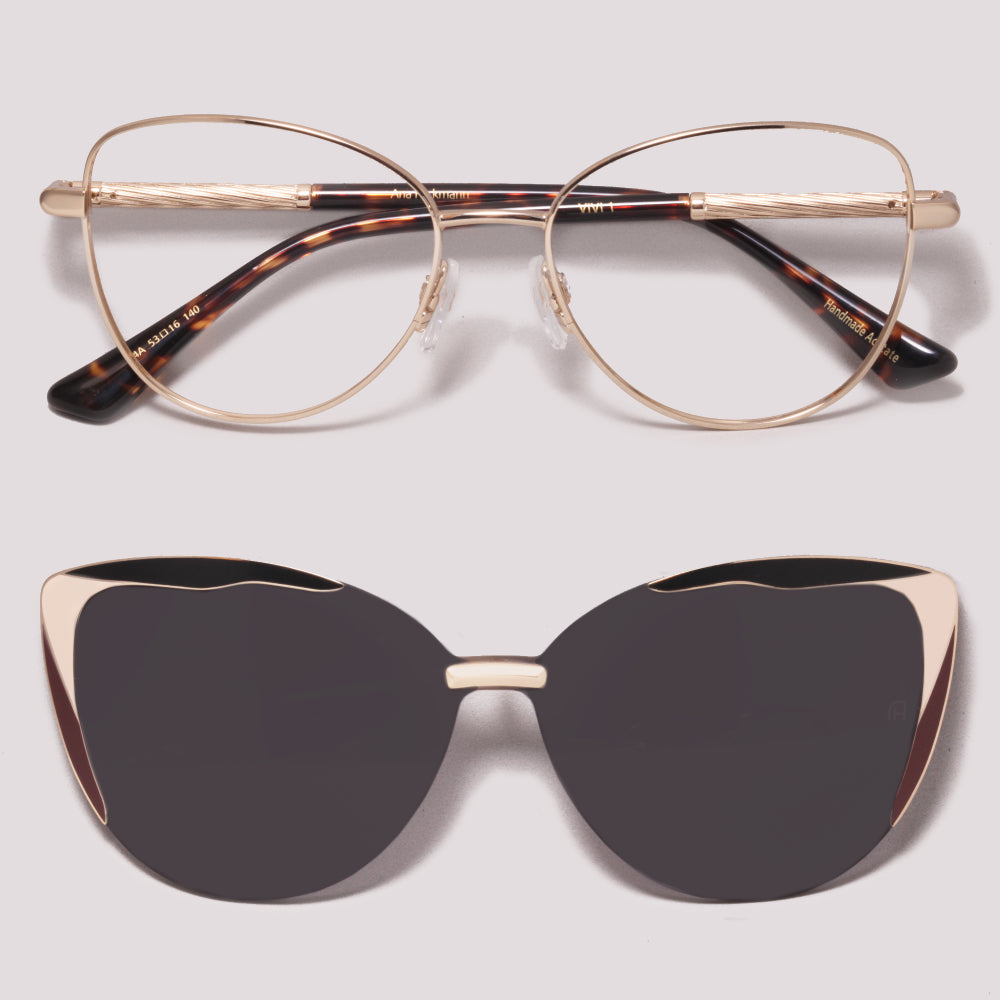 Ana Hickmann Vivi 1 Clip on 04A Dourado Brilho Preto - Grau - 53 mm